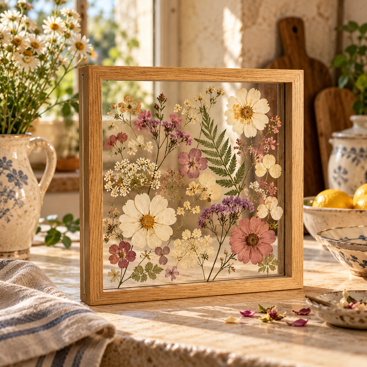 Wholesale Specimen Natural Wooden Photo Frame Double-Sided Transparent High Definition Acrylic Dry Flower Shadow Box Frame