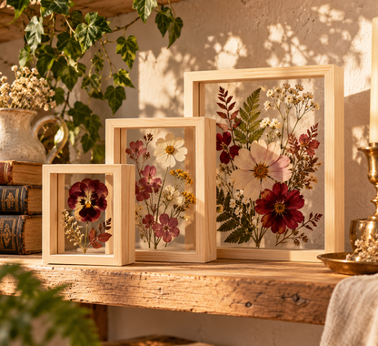 Wholesale Specimen Natural Wooden Photo Frame Double-Sided Transparent High Definition Acrylic Dry Flower Shadow Box Frame