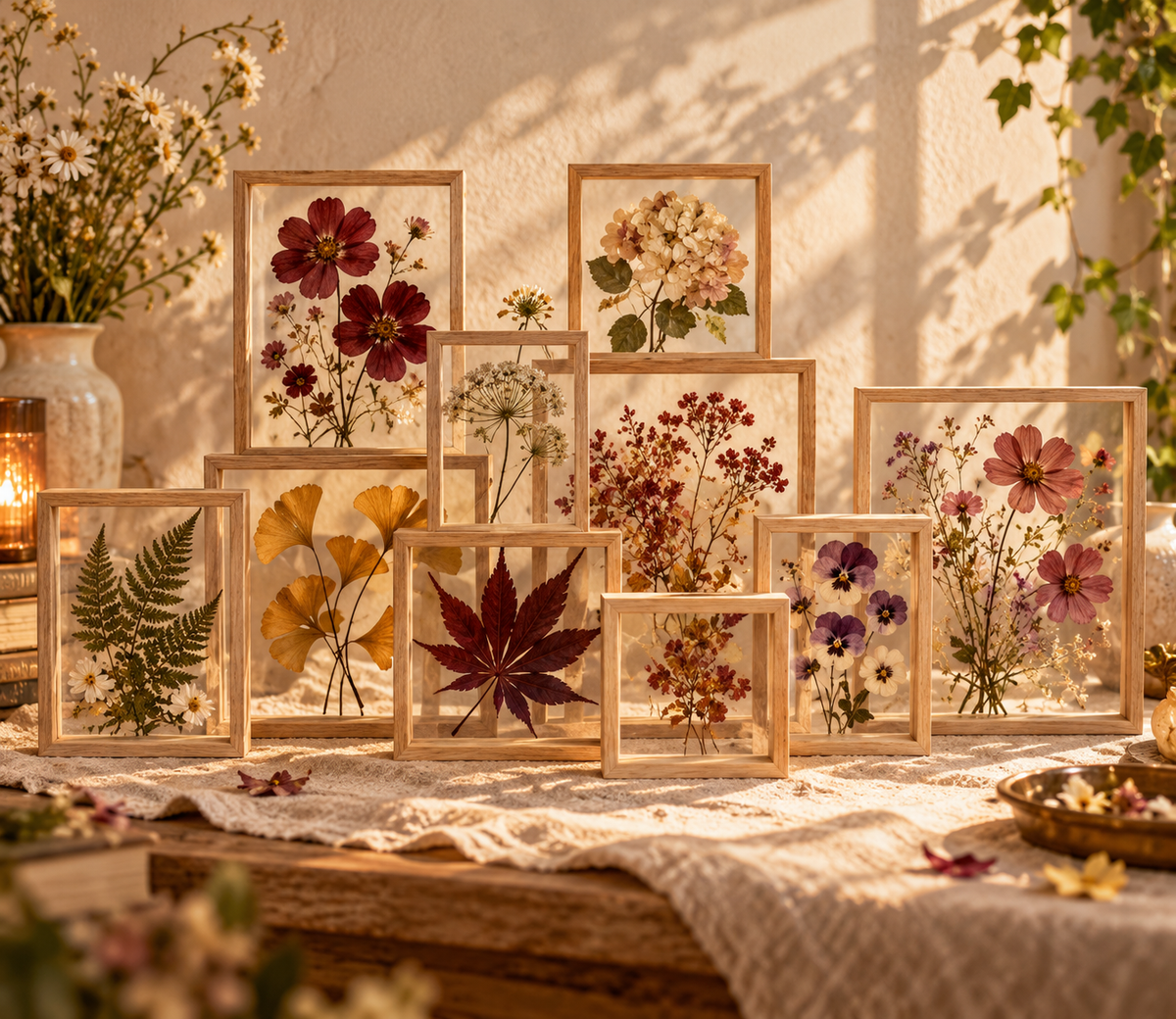 Wholesale Specimen Natural Wooden Photo Frame Double-Sided Transparent High Definition Acrylic Dry Flower Shadow Box Frame