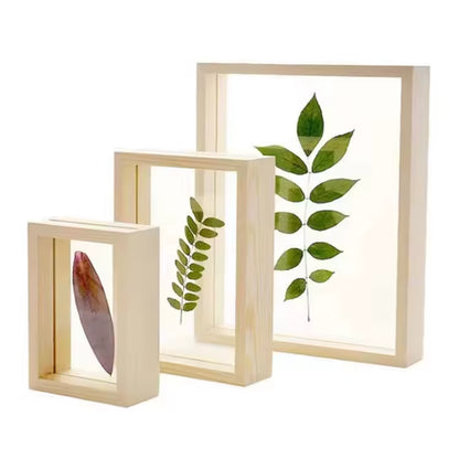 Wholesale Specimen Natural Wooden Photo Frame Double-Sided Transparent High Definition Acrylic Dry Flower Shadow Box Frame